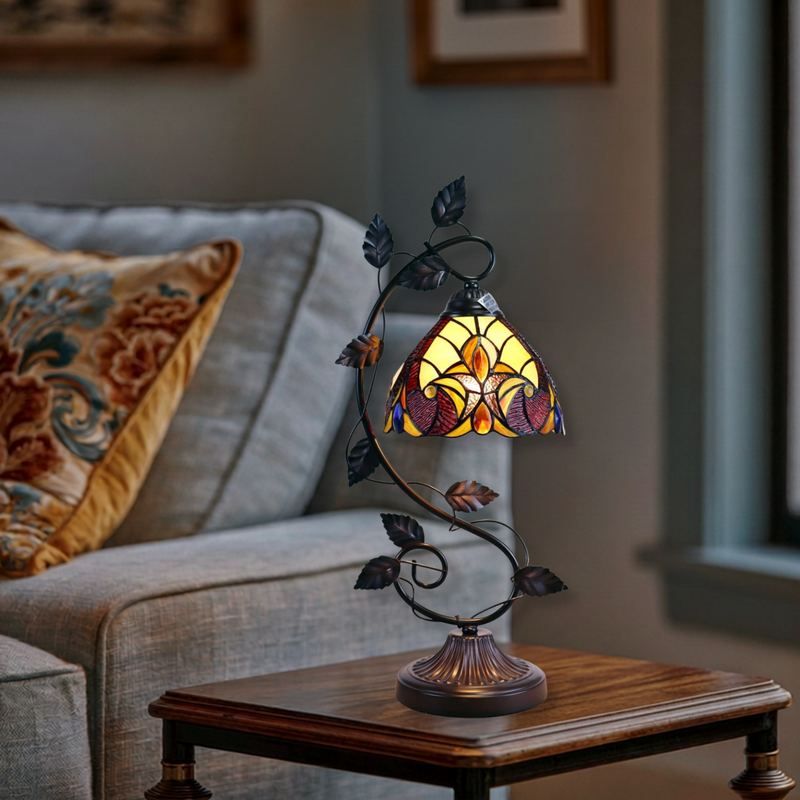 23-inch Tiffany Style Table Lamp Adia Victorian by Chloe Lighting in living room setting