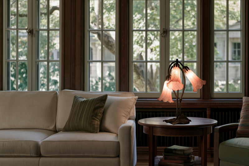 Tiffany Pond Lily Lamp in living room setting