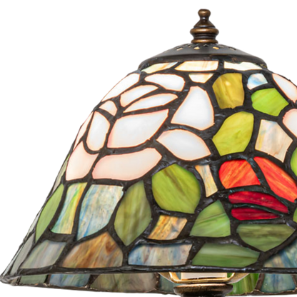 12-inch Tiffany Lamp Rosebush Cherub Accent Closeup of the Shade