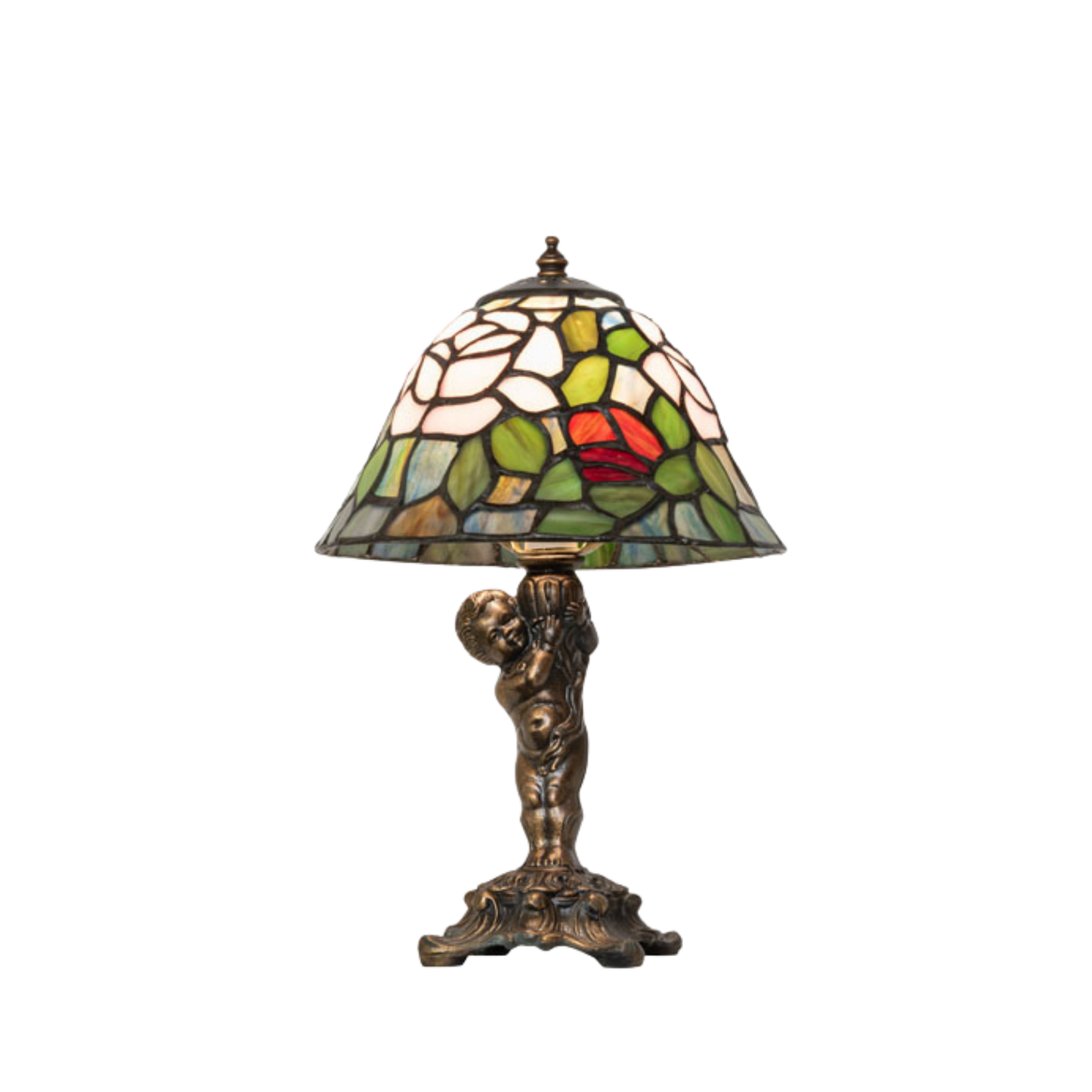 12-inch Tiffany Lamp Rosebush Cherub Accent by Meyda Lighting