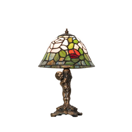 12-inch Tiffany Lamp Rosebush Cherub Accent by Meyda Lighting