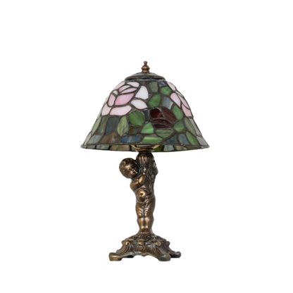 12-inch Tiffany Lamp Rosebush Cherub Accent light off