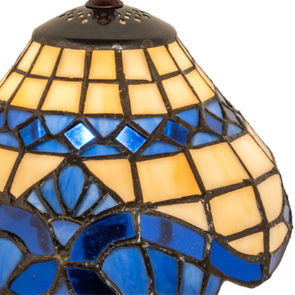 13-inch small tiffany lamp baroque. Close up of glass shade. 