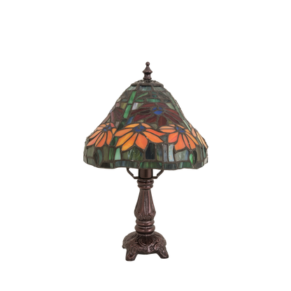 13-inch small tiffany lamp poinsettia. Lamp light off. 