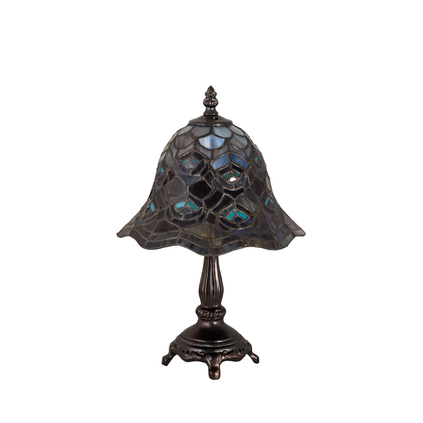 13.5 small tiffany lamp peacock. Lamp light off. 
