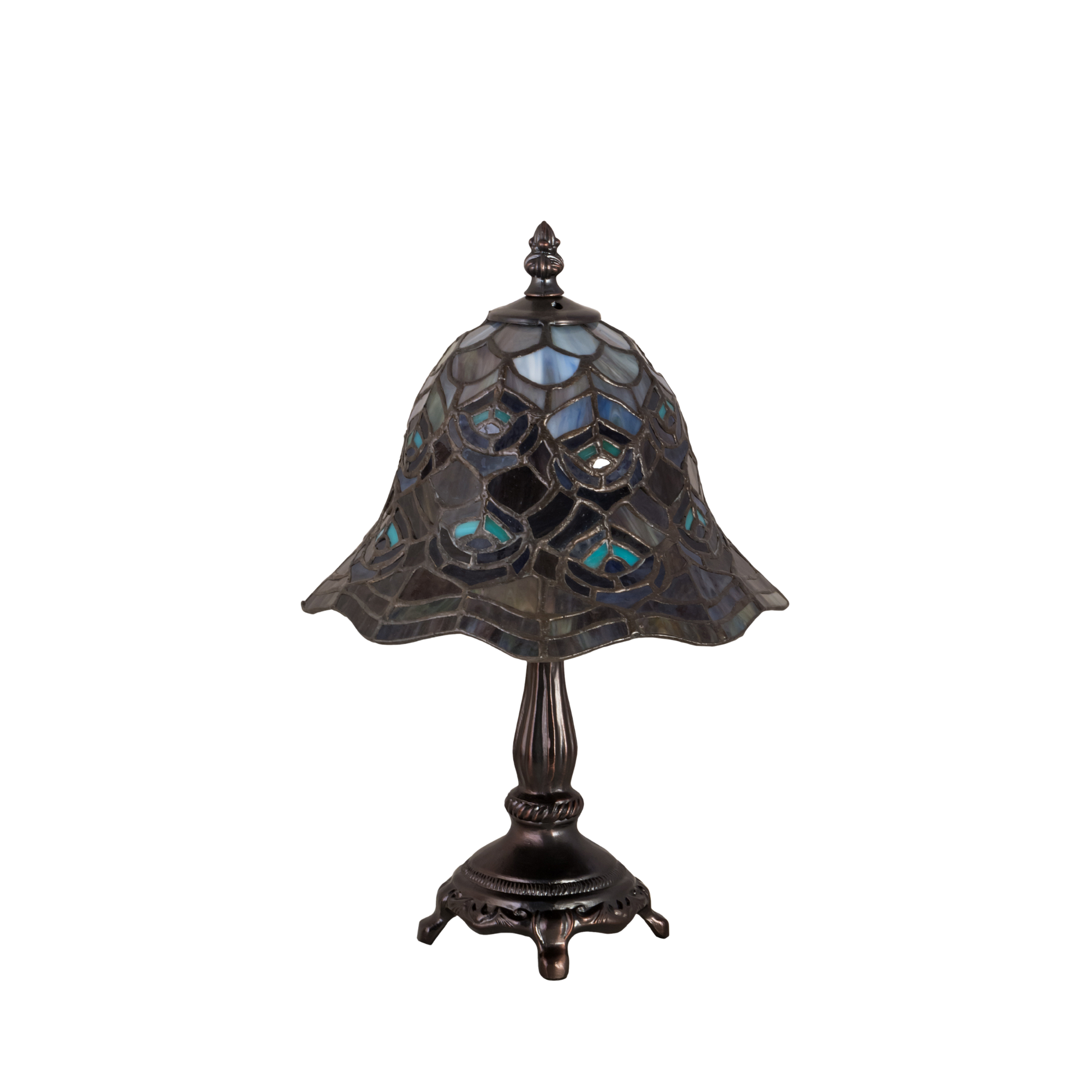 13.5 small tiffany lamp peacock. Lamp light off. 