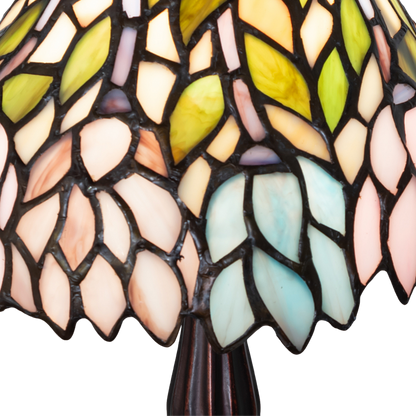 13 Inch Tiffany Wisteria Lamp. Close up of glass shade