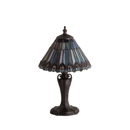 13 inch small tiffany lamp peacock. Lamp with light off. 