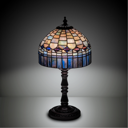 14-inch small tiffany lamp candice on dark background. 