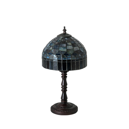 14-inch small tiffany lamp candice on dark background. Lamp light off. 