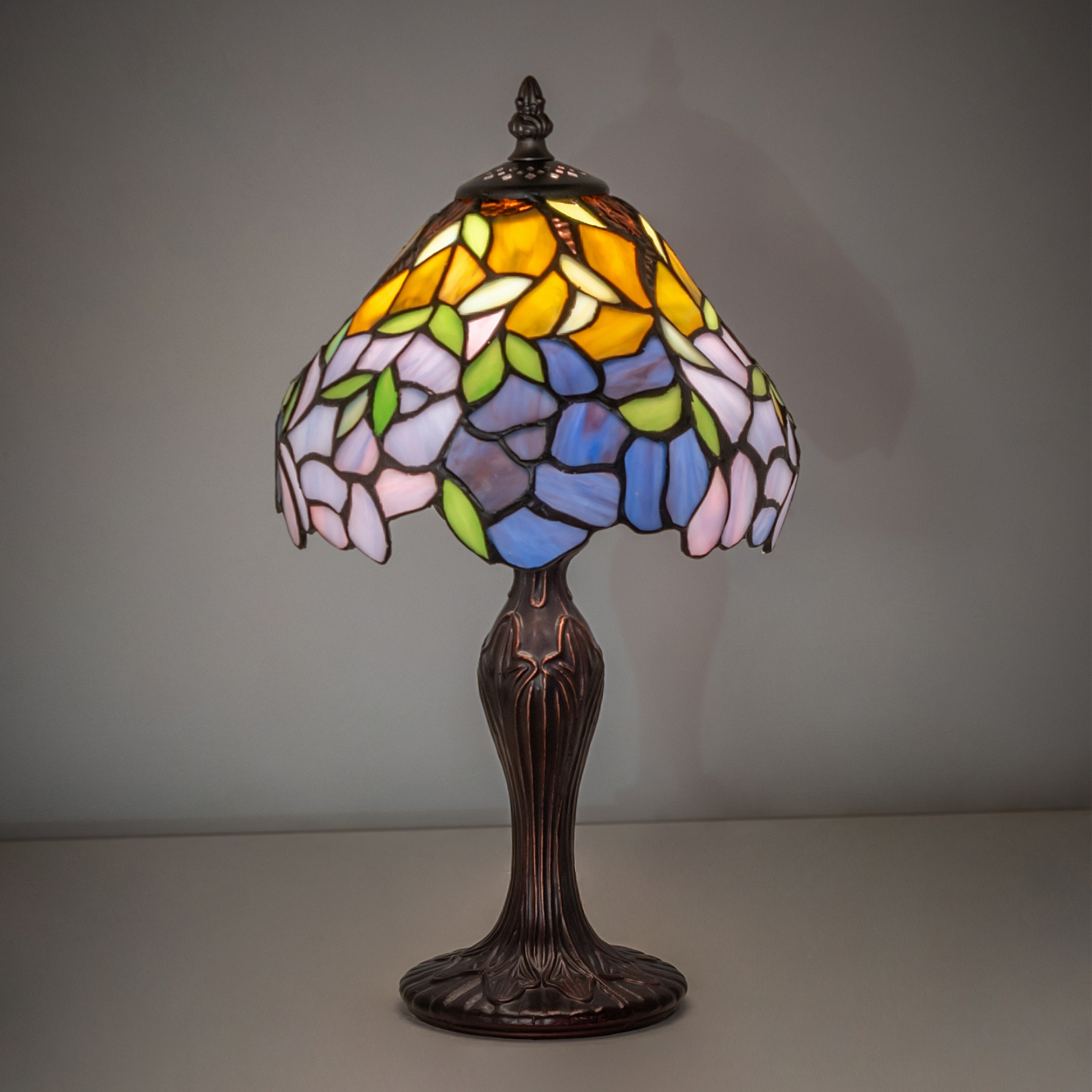 15-Inch Tiffany Floral Lamp High Duffner & Kimberly Laburnum Mini dark background