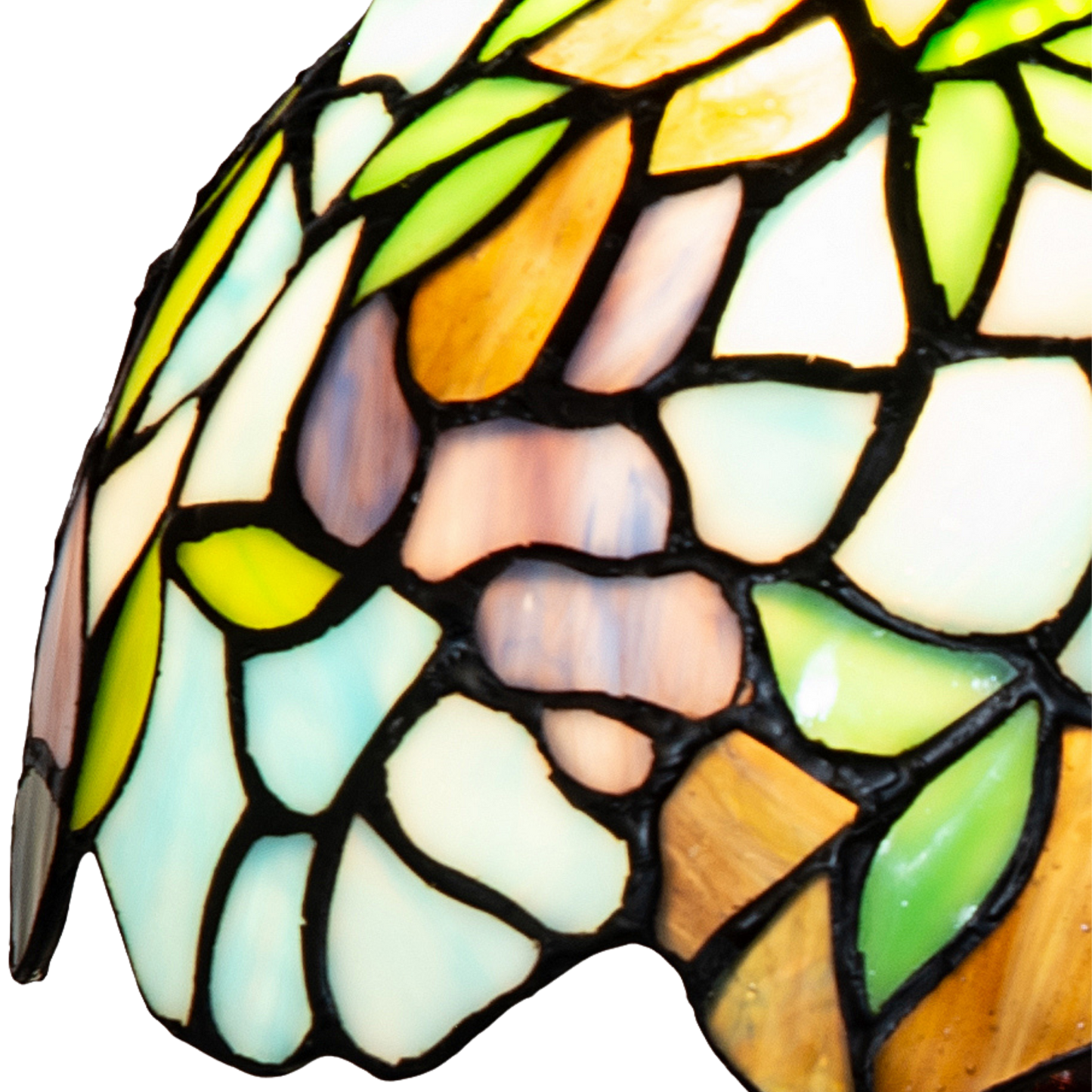 15-inch Tiffany Wisteria Lamp Mini. Close up view of shade