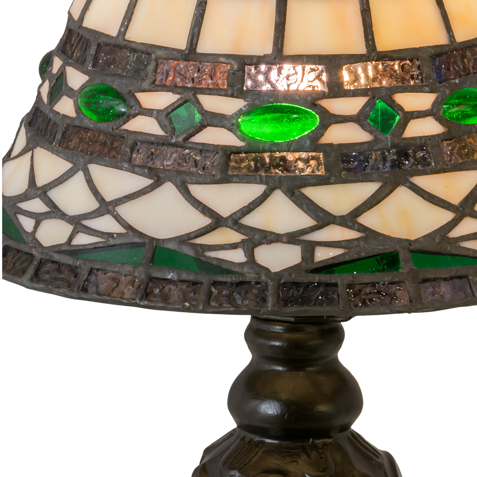 15-inch small tiffany lamp roman. Close up of glass shade. 