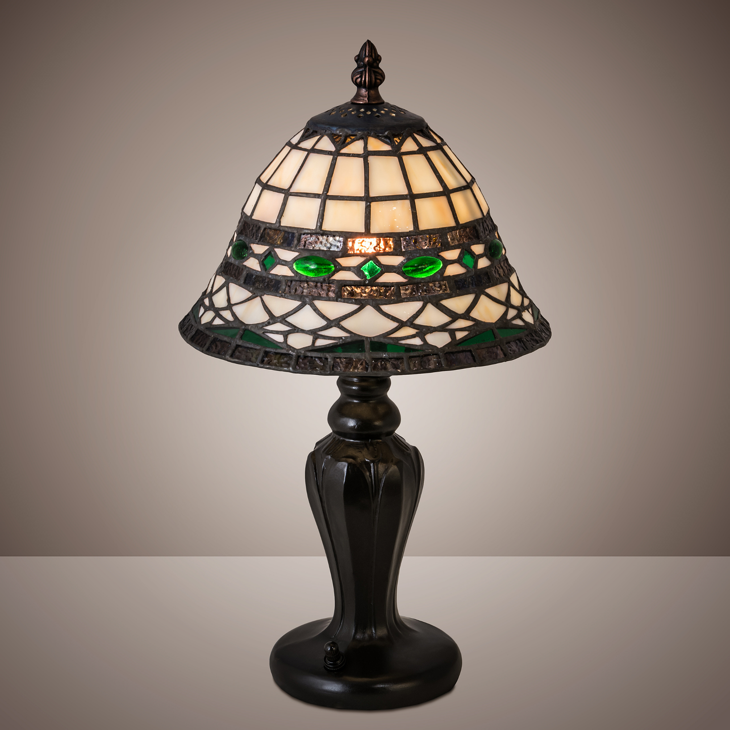 15-inch small tiffany lamp roman on dark background. 