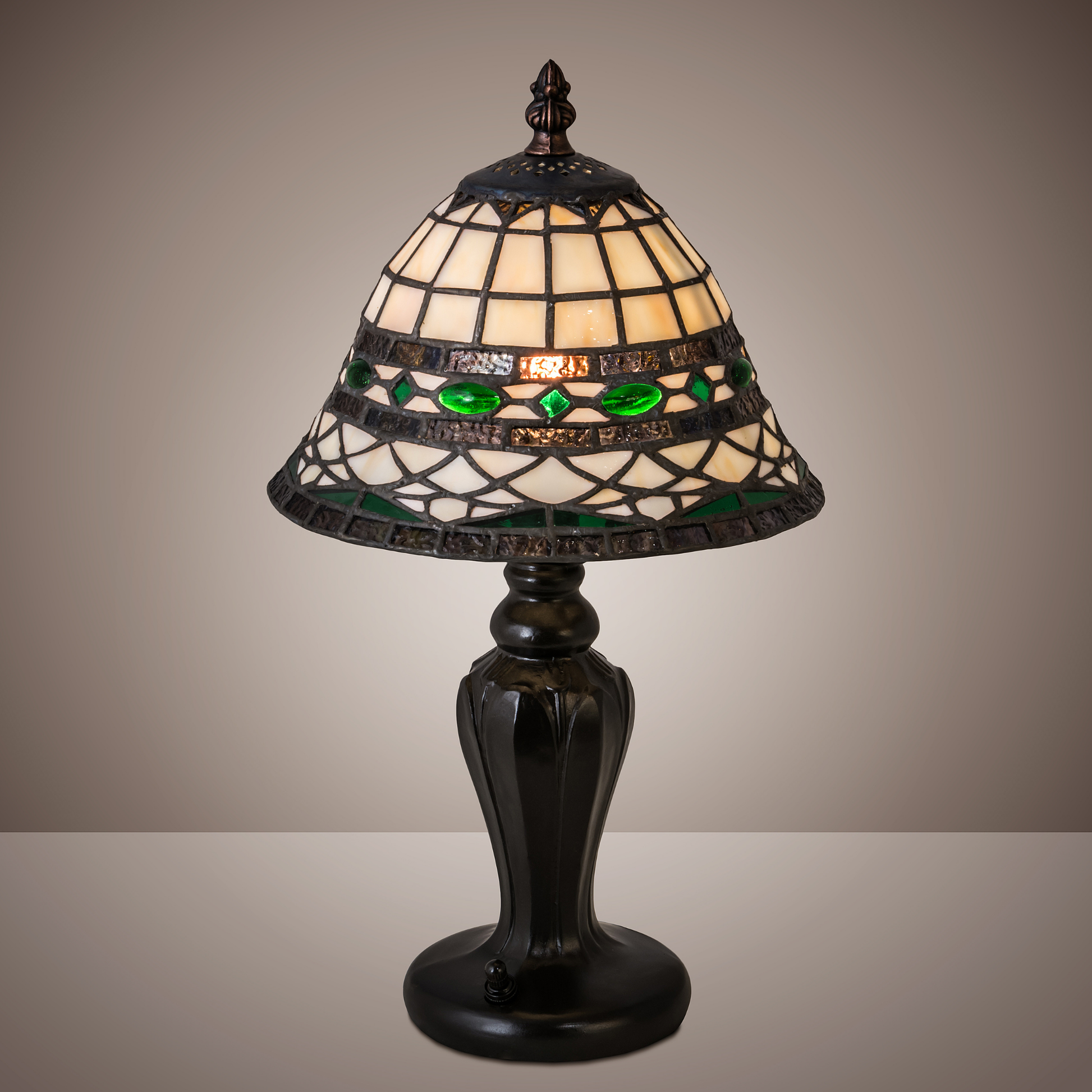 15-inch small tiffany lamp roman on dark background. 
