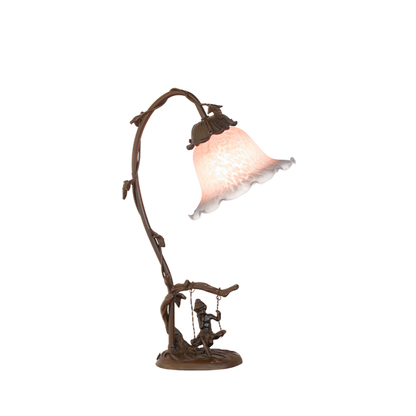 16-inch Flower Tiffany Lamp  Fluted Bell Cherub