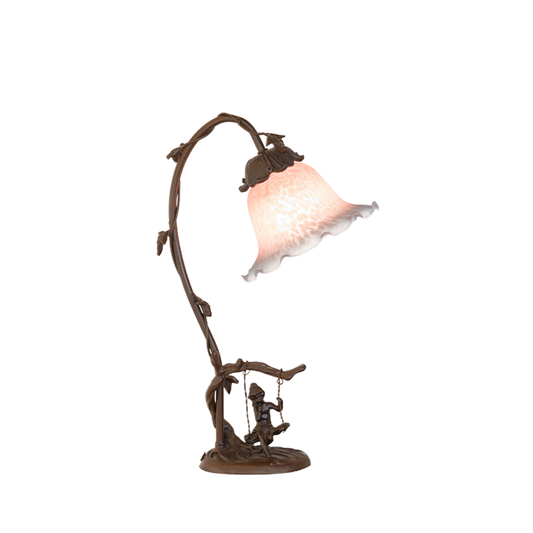 16-inch Flower Tiffany Lamp  Fluted Bell Cherub