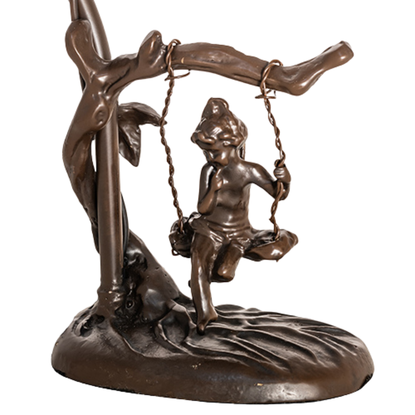16-inch Flower Tiffany Lamp  Fluted Bell Cherub closeup of base
