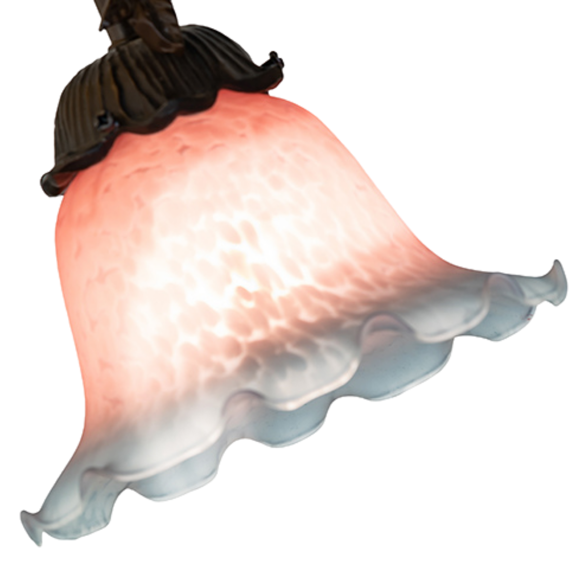 16-inch Flower Tiffany Lamp  Fluted Bell Cherub closeup of shade