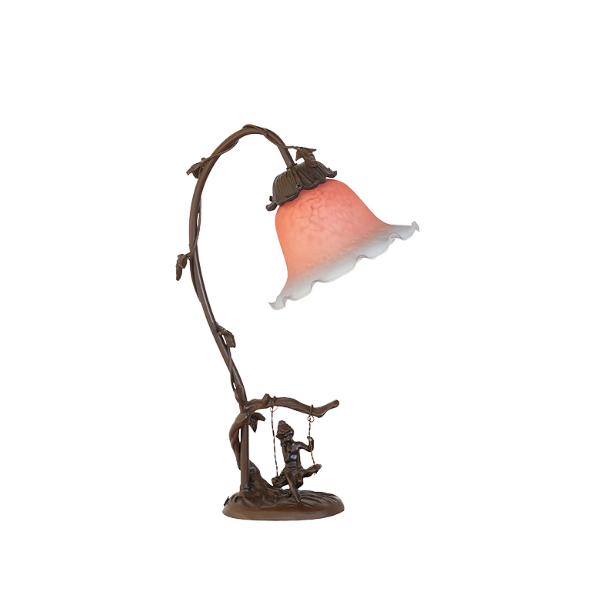 16-inch Flower Tiffany Lamp  Fluted Bell Cherub with light off