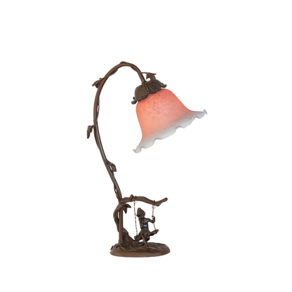 16-inch Flower Tiffany Lamp  Fluted Bell Cherub with light off
