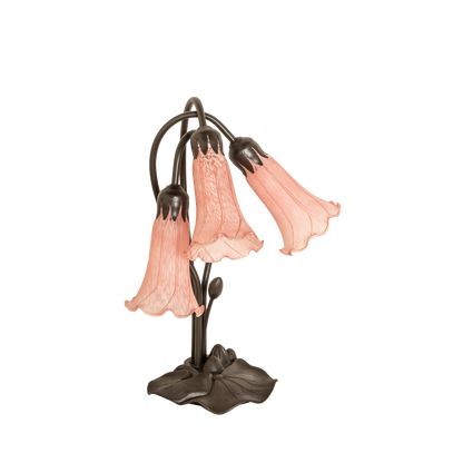 16-inch Flower Tiffany Lamp Pink Pond Lily Accent top down view