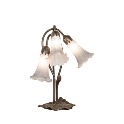 16-inch High Gray Flower Tiffany Lamp Pond Lily Accent by Meyda Tiffany