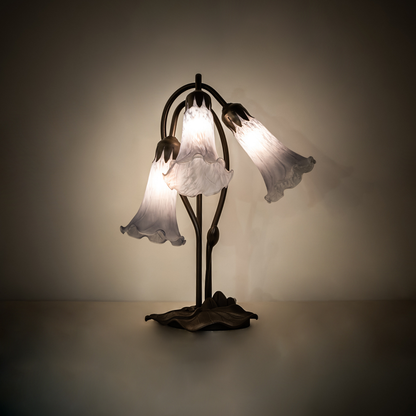16-inch High Gray Flower Tiffany Lamp Pond Lily Accent by Meyda Tiffany