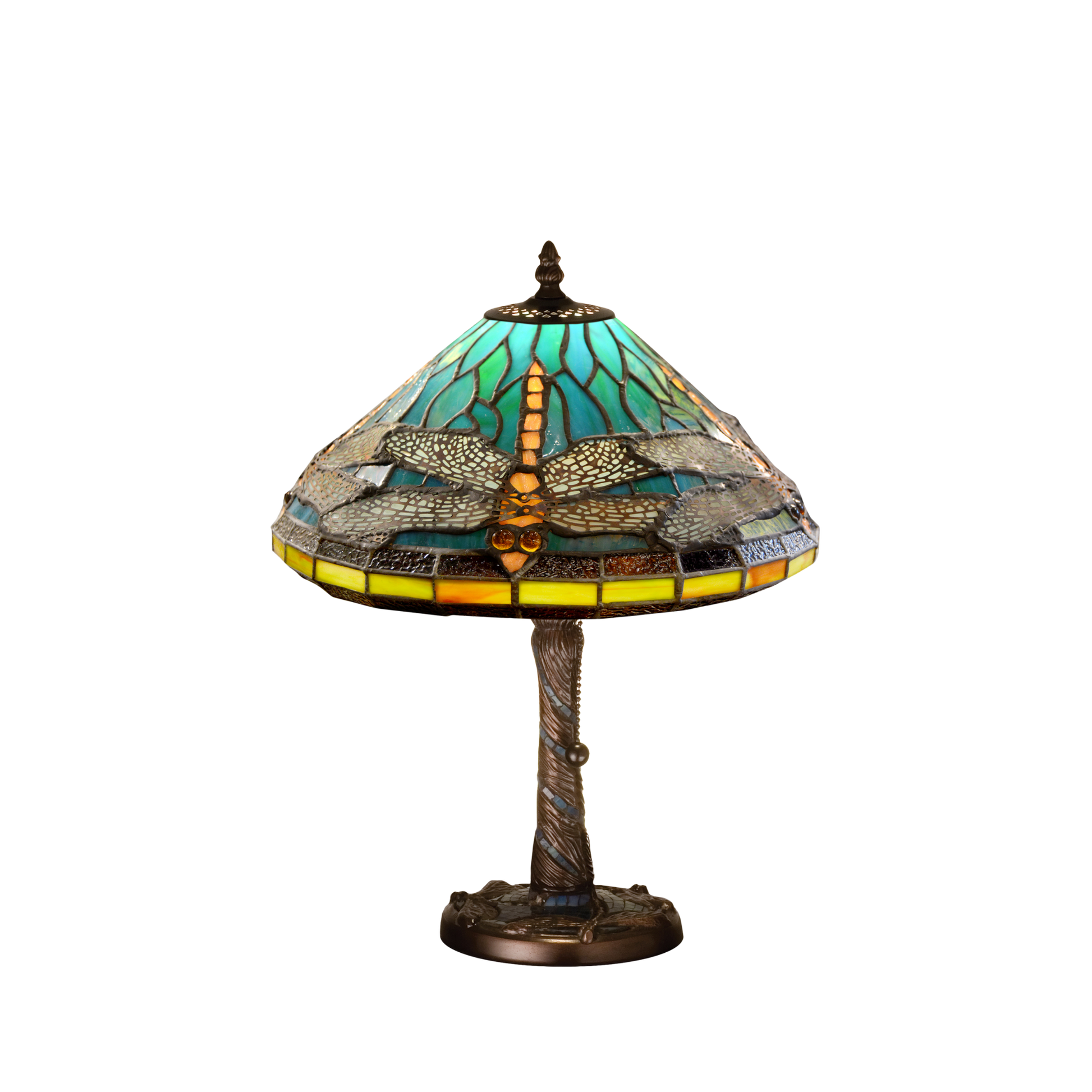 16-inch Tiffany Dragonfly Lamp with Twisted Fly Mosaic Base Accent by Meyda Lighting