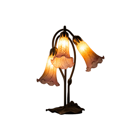 16-inch Tiffany Floral Lamp Amber/Purple Pond Lily Accent by Meyda Lighting