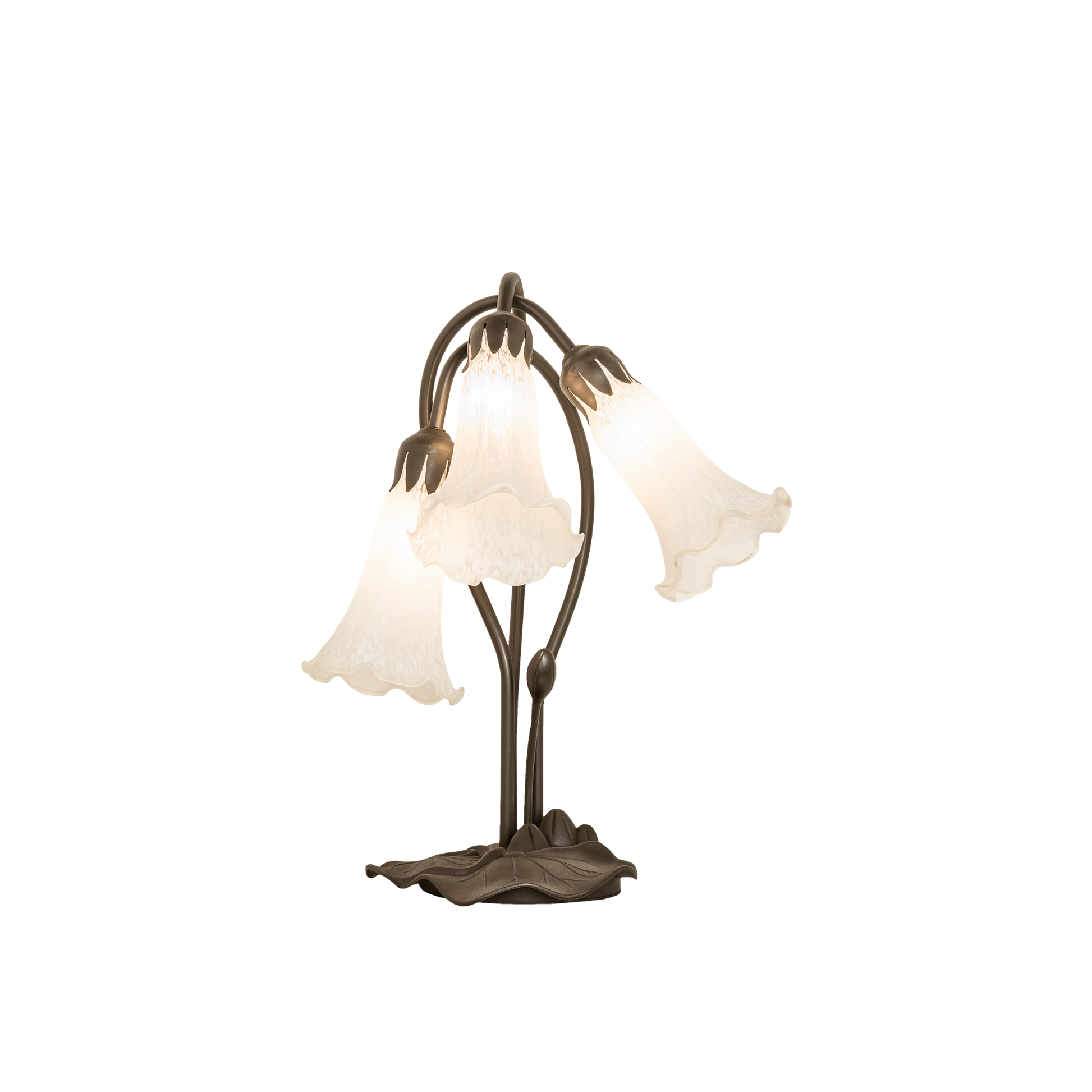 16-inch Tiffany Flower Lamp White Pond Lily Accent Lamp by Meyda Lighting