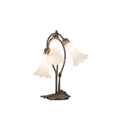 16-inch Tiffany Flower Lamp White Pond Lily Accent Lamp by Meyda Lighting