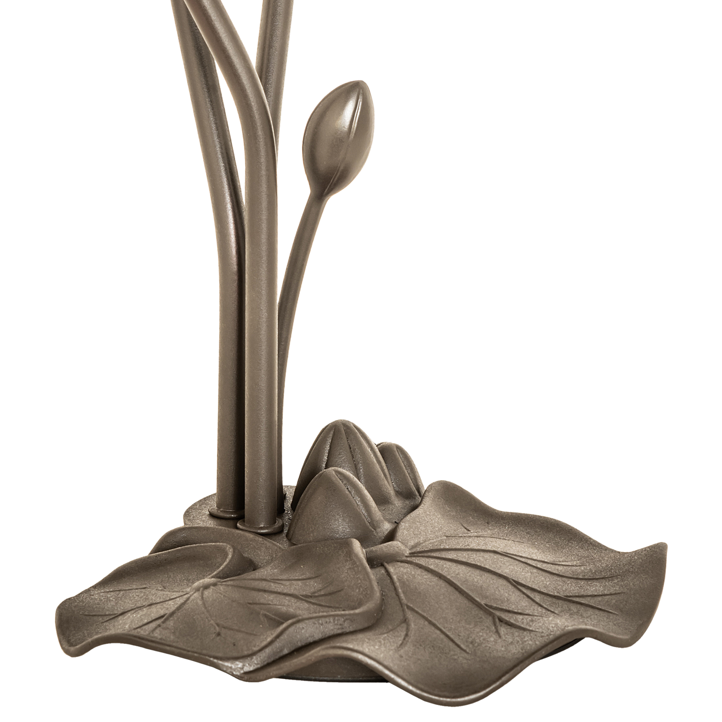 16-inch Tiffany Flower Lamp White Pond Lily Accent. Close up of base