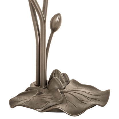 16-inch Tiffany Flower Lamp White Pond Lily Accent. Close up of base