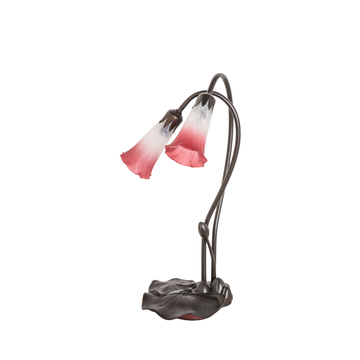 16-inch small tiffany lamp pink pond lily. Lamp light off. 
