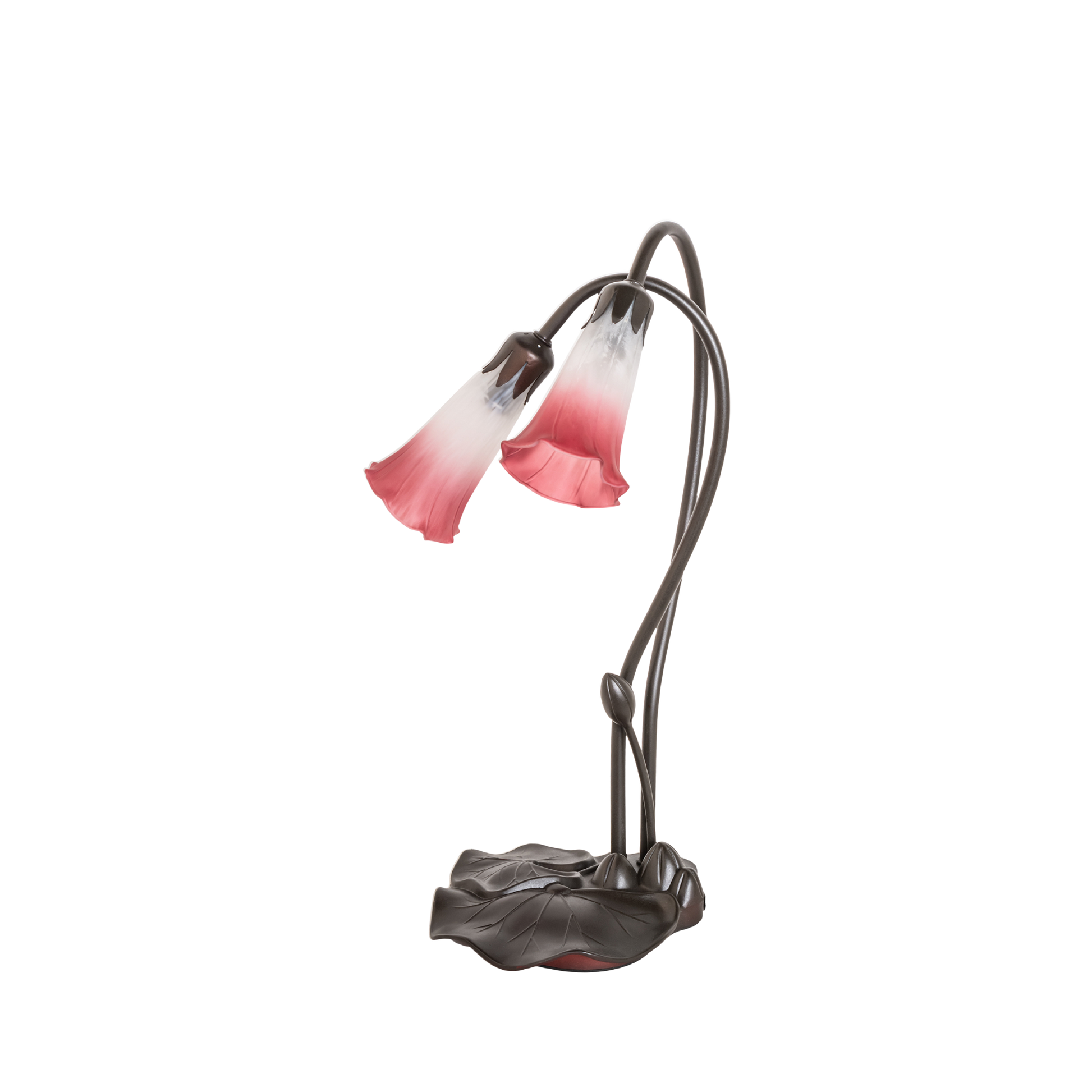 16-inch small tiffany lamp pink pond lily. Lamp light off. 