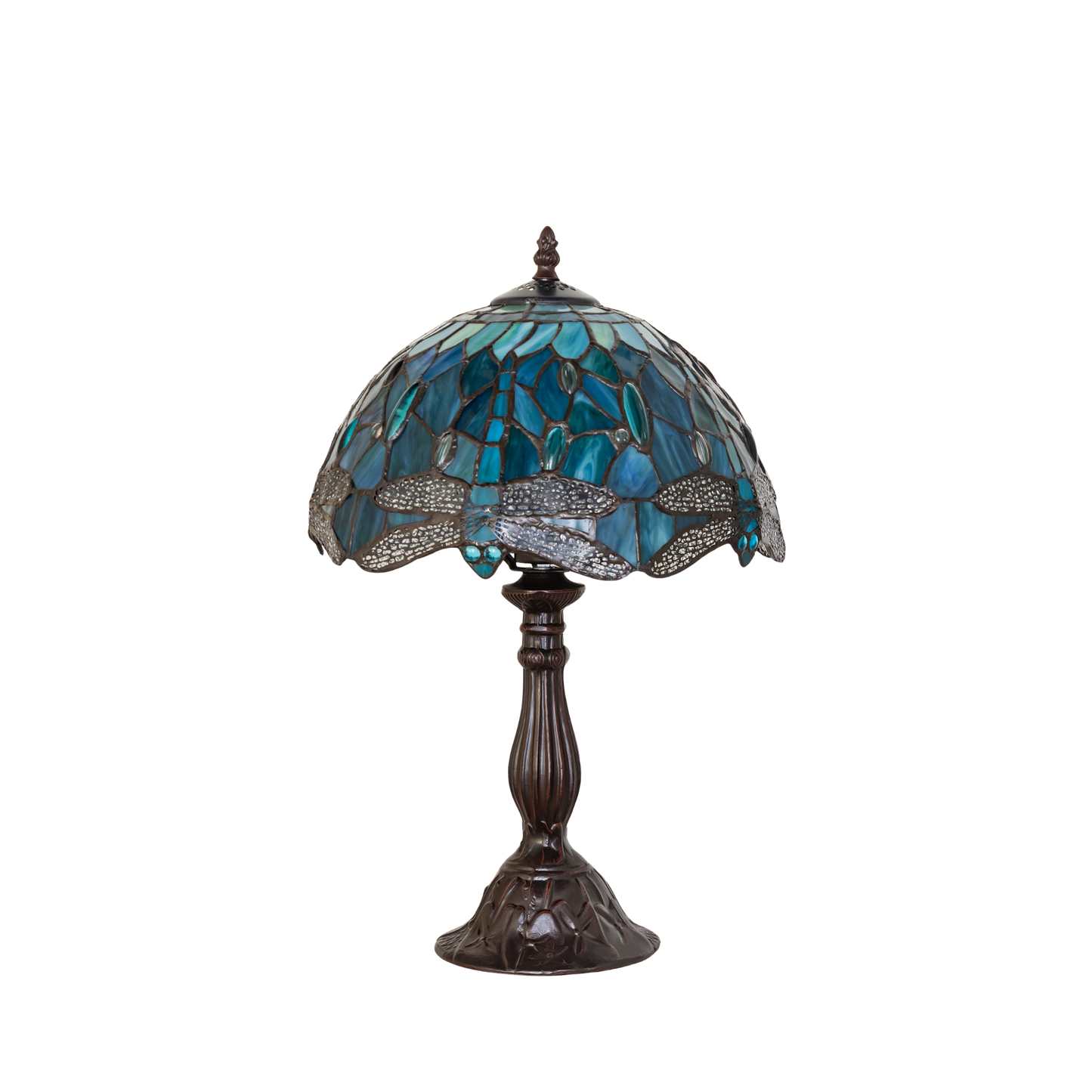 16 Inch Tiffany Table Lamp Dragonfly. Lamp lights off. 