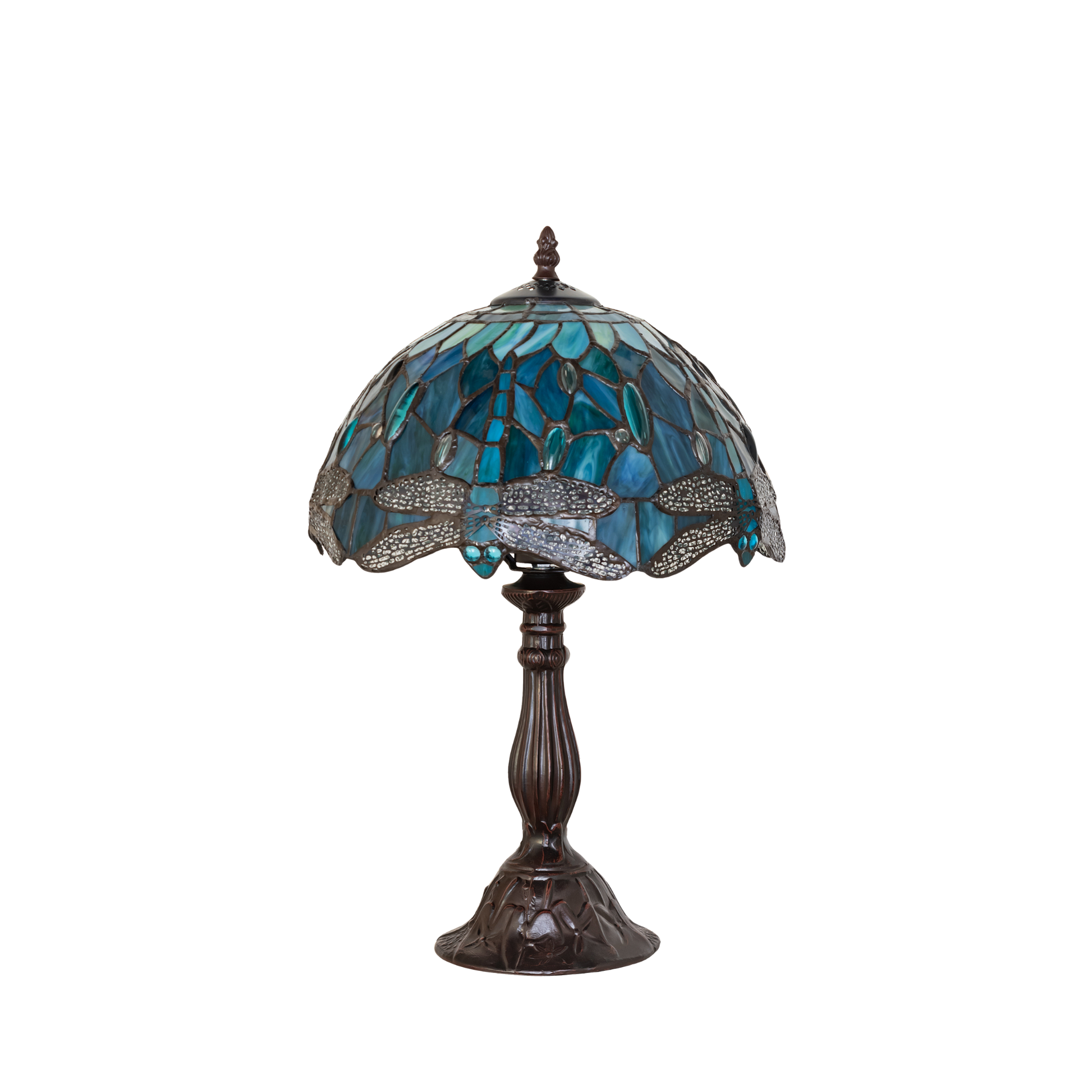16 Inch Tiffany Table Lamp Dragonfly. Lamp lights off. 