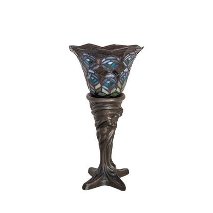 16 inch small tiffany lamp peacock. Lamp light off. 