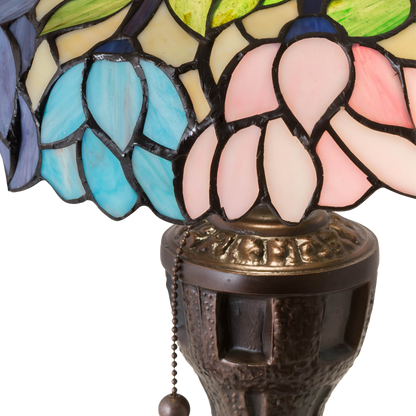 17-inch Tiffany Table Lamp 17 inch Wisteria. Close up of glass shade. 
