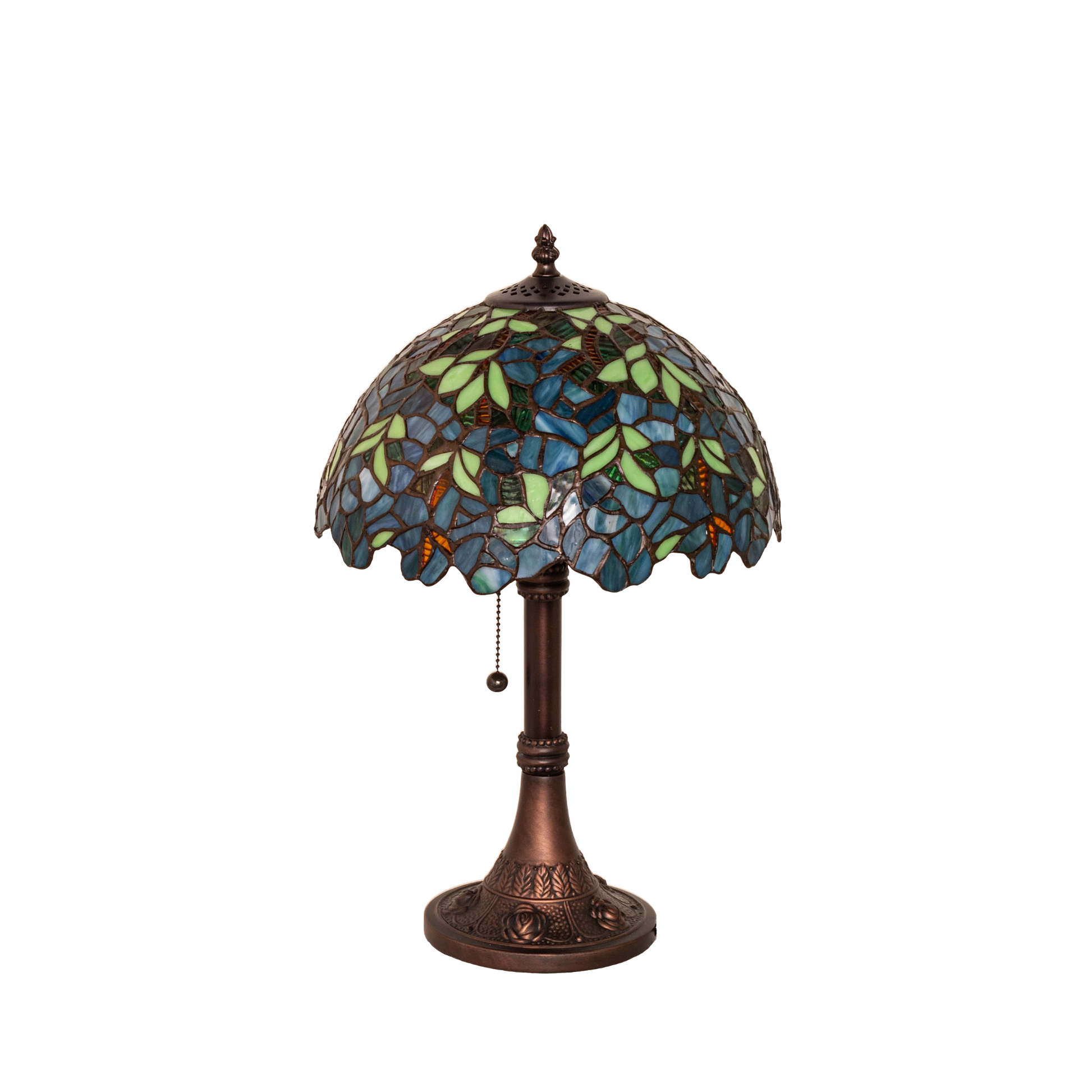 17-inch Tiffany Table Lamp Wisteria Nightfall. Lamp light off. 