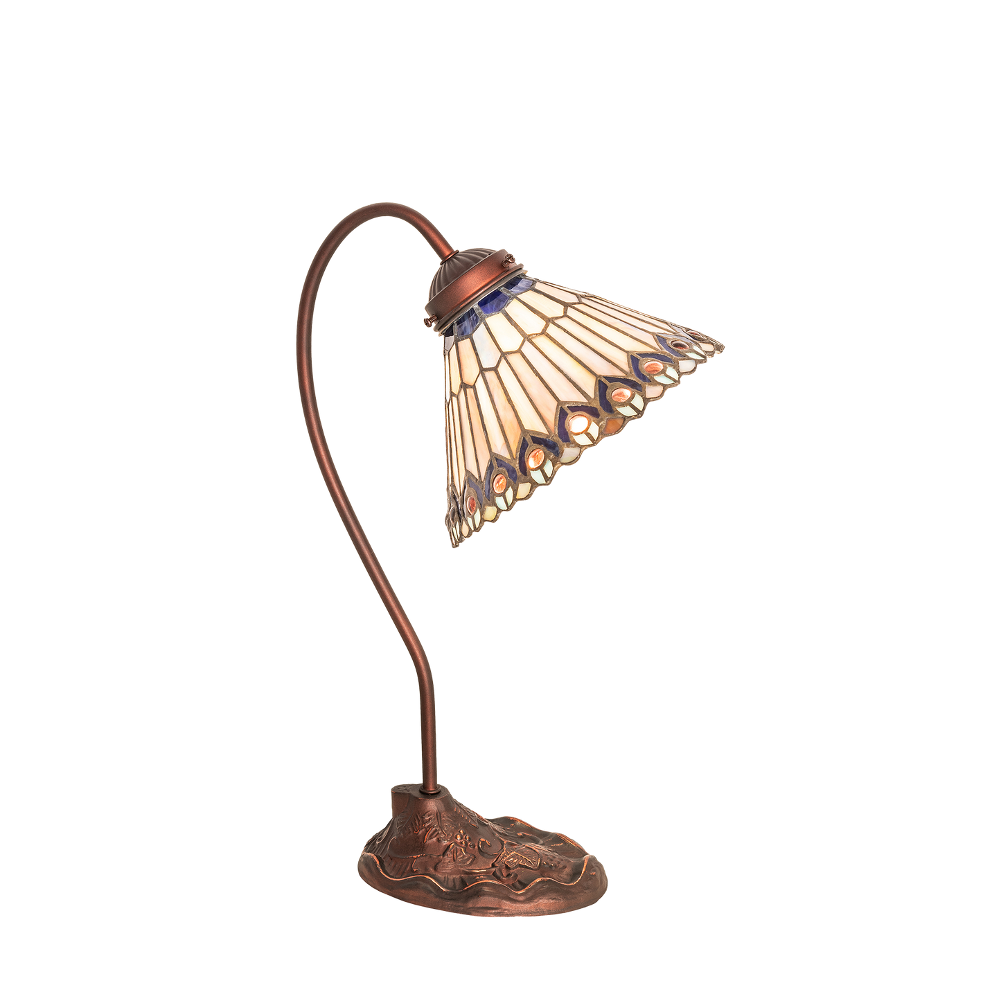 18-inch tiffany desk lamp peacock jeweled
