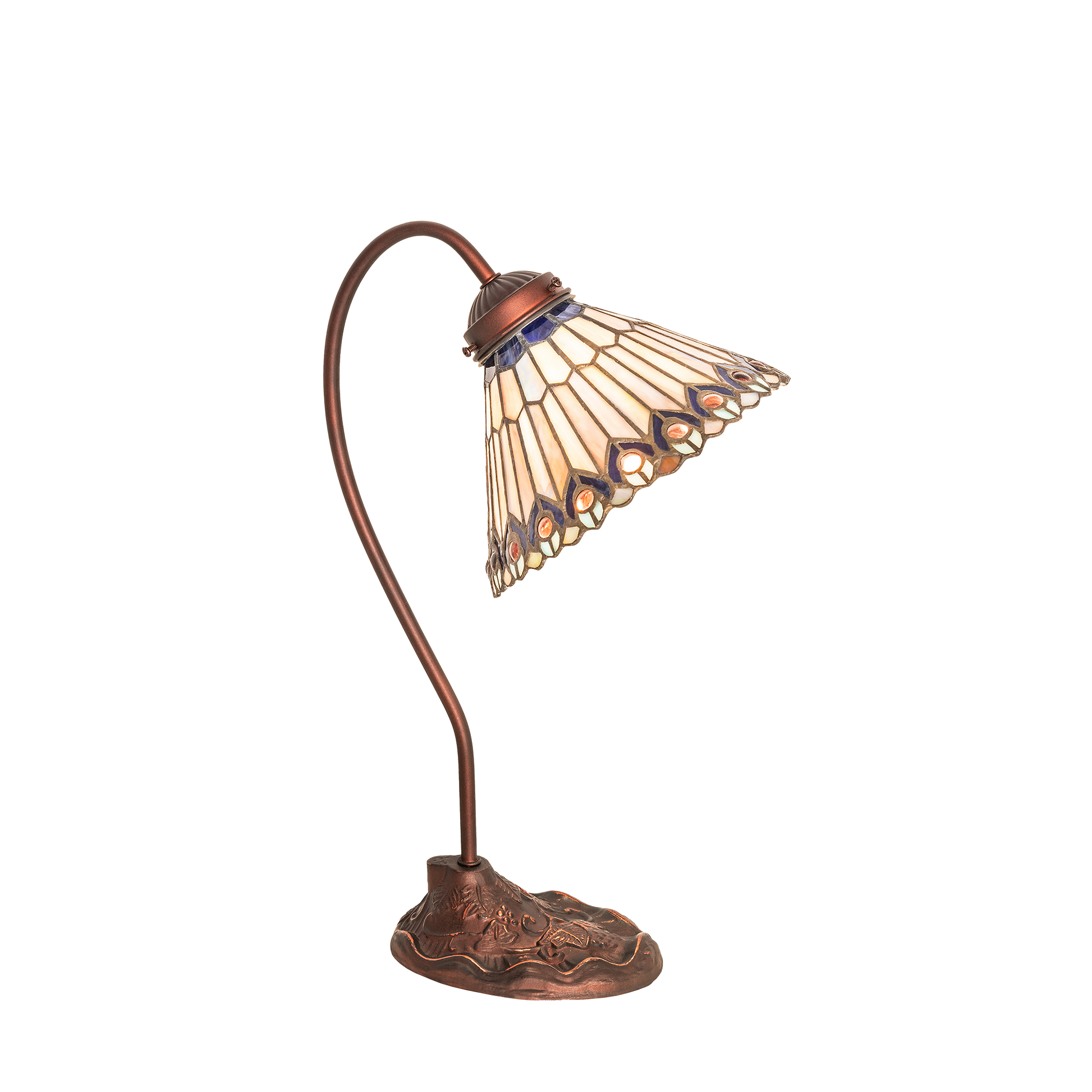 18-inch tiffany desk lamp peacock jeweled