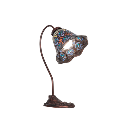 18-inch tiffany desk lamp peacock. Side view