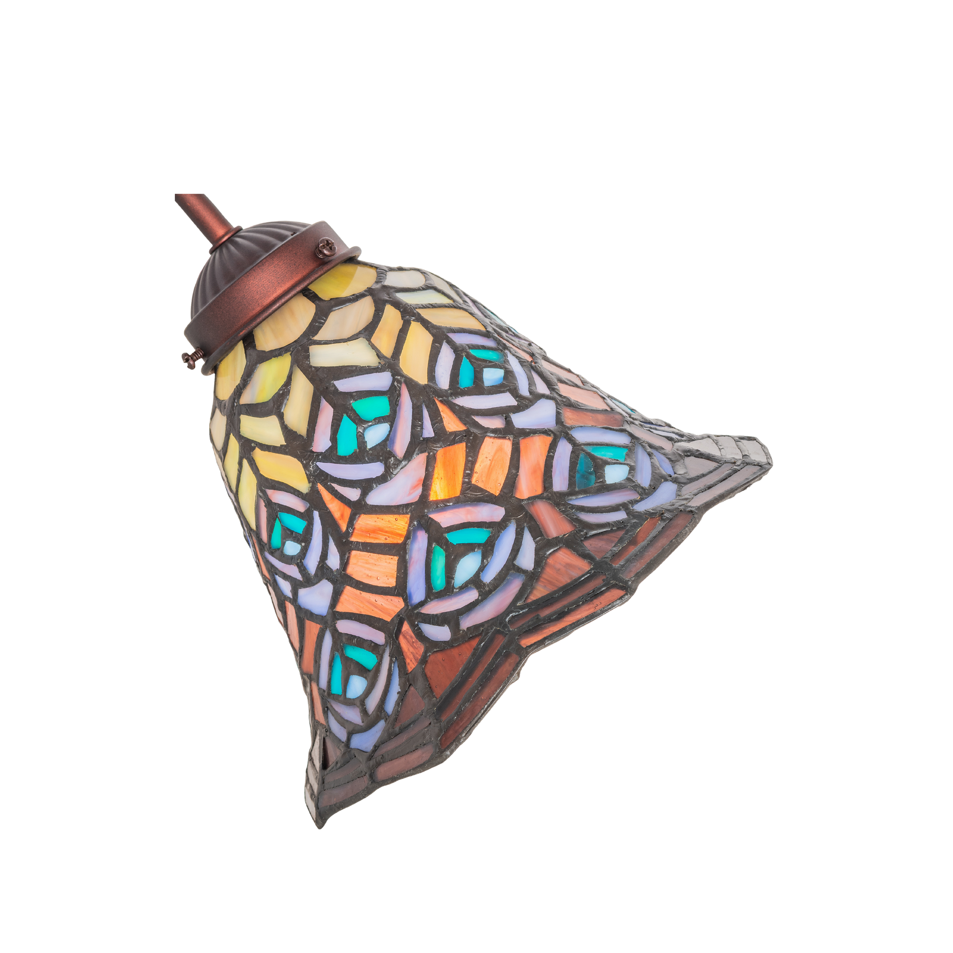 18-inch tiffany desk lamp peacock. Close up glass shade. 