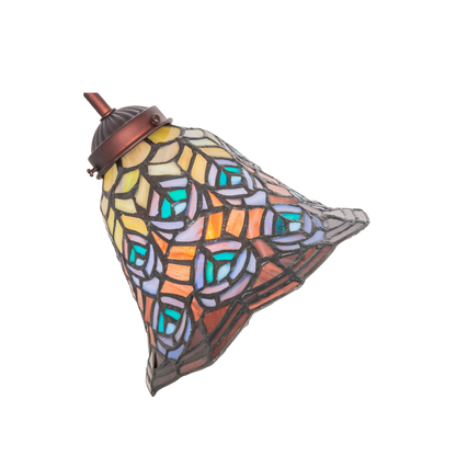 18-inch tiffany desk lamp peacock. Close up glass shade. 