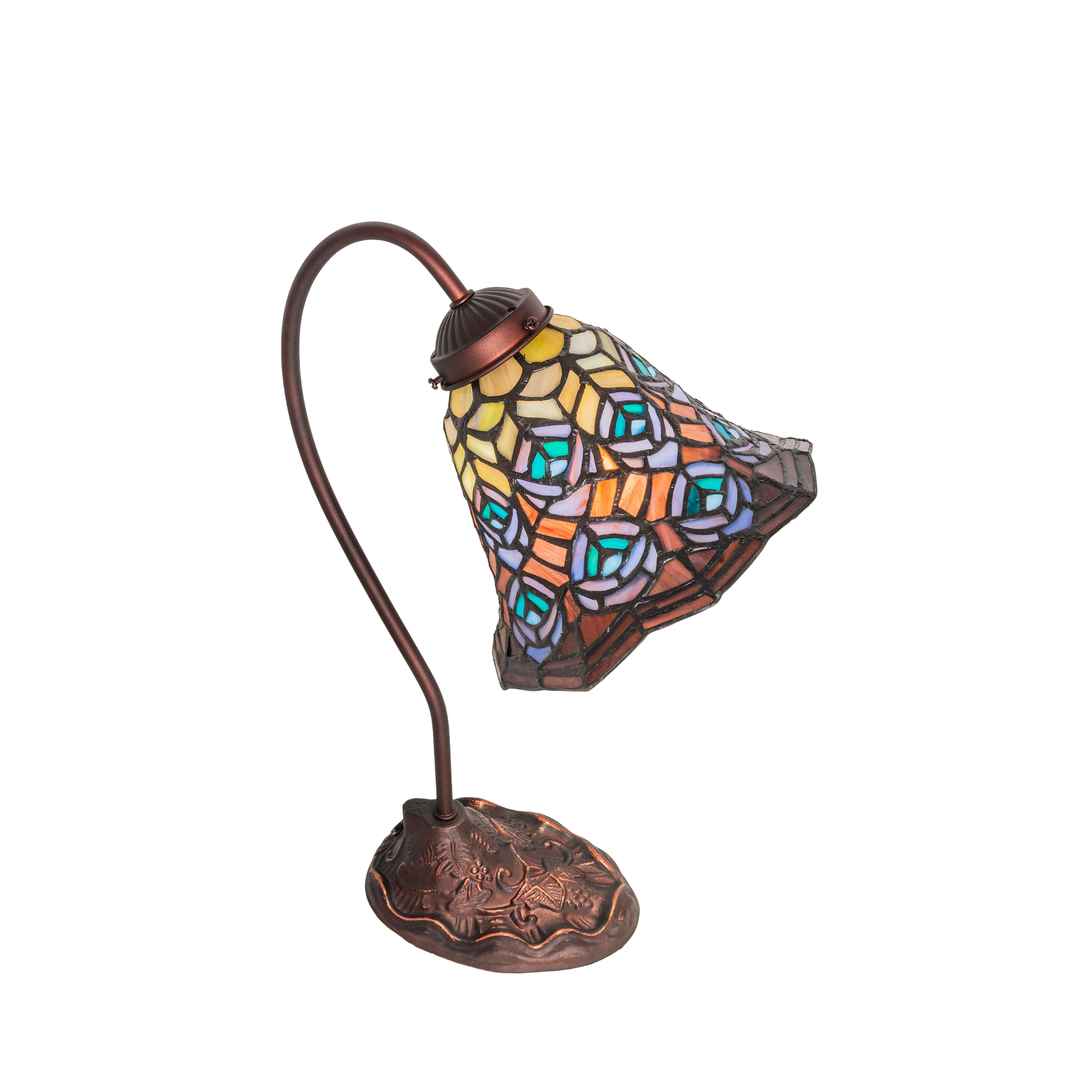 18-inch tiffany desk lamp peacock. Top down view. 