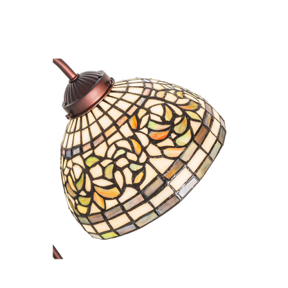 18-inch tiffany desk lamp turning leaf. Close up glass shade. 