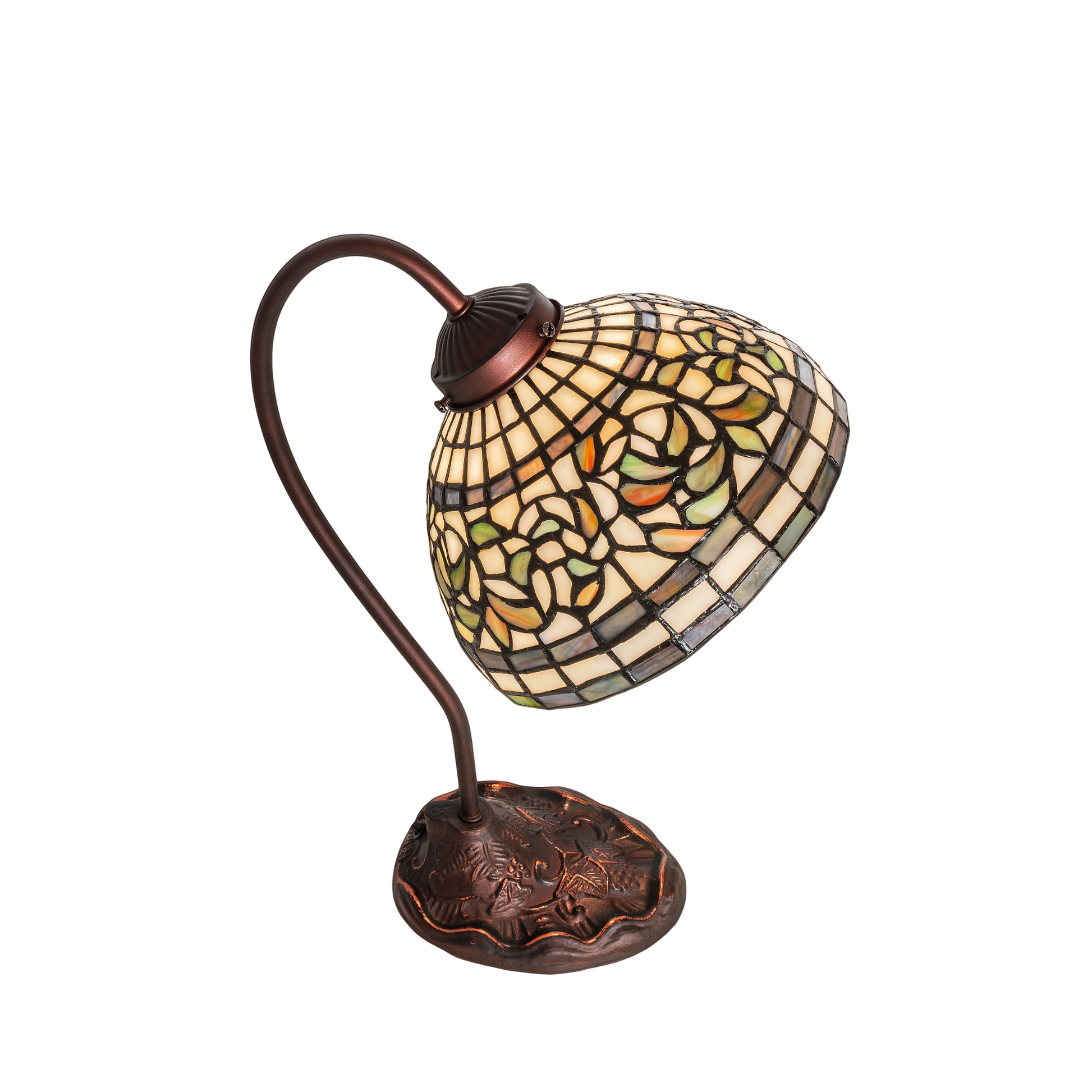 18-inch tiffany desk lamp turning leaf. Top down view. 