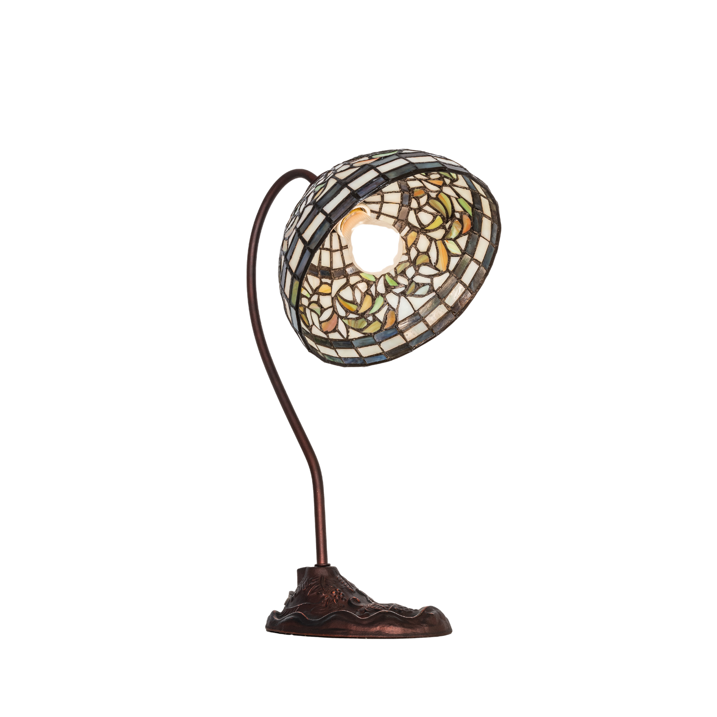 18-inch tiffany desk lamp turning leaf. Upward view.